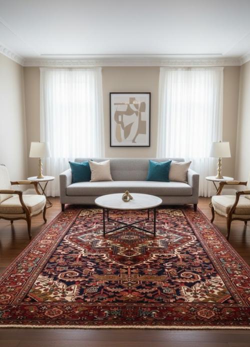 Vintage Traditional Geometric 7X10 Heriz Persian Rug