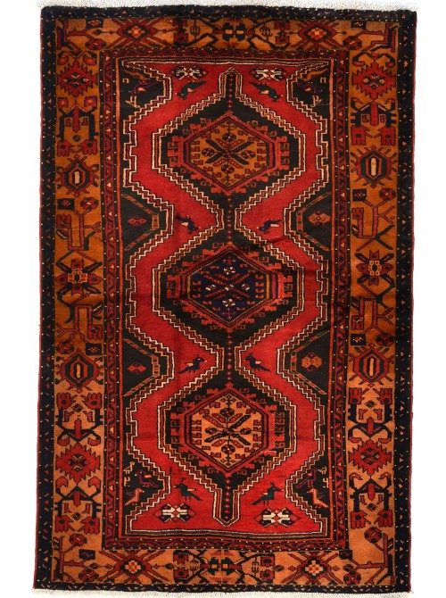Vintage Red Tribal 4X7 Hamedan Persian Oriental Rug