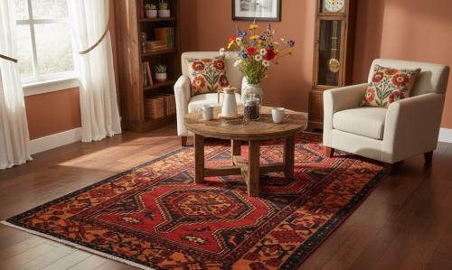 4'4 x 6'10 Hand Knotted Hamedan Tribal Persian Wool Rug