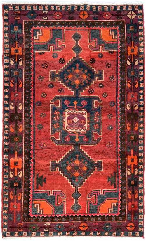 Muted Rose Red Vintage Tribal 4X7 Hamedan Persian Oriental Rug