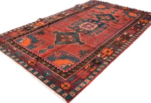 Muted Rose Red Vintage Tribal 4X7 Hamedan Persian Oriental Rug