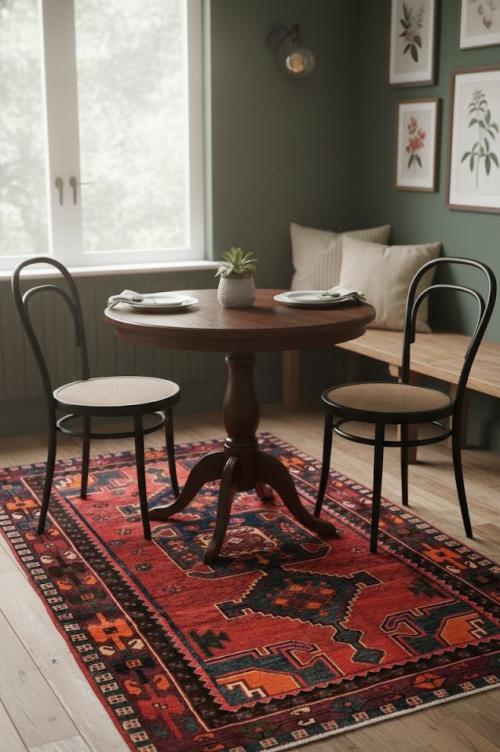 Vintage Rose Red Tribal 4X7 Hamedan Persian Rug