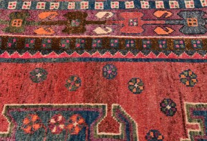Muted Rose Red Vintage Tribal 4X7 Hamedan Persian Oriental Rug