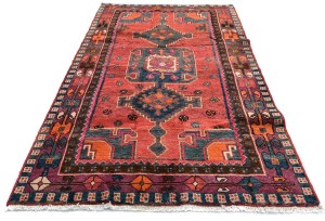 Muted Rose Red Vintage Tribal 4X7 Hamedan Persian Oriental Rug