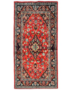 Vintage Red Traditional 3'7X7'0 Kashan Persian Oriental Rug