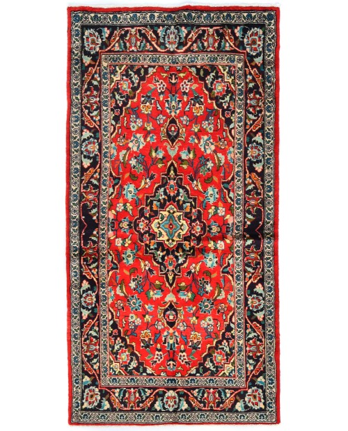 Vintage Red Traditional 3'7X7'0 Kashan Persian Oriental Rug
