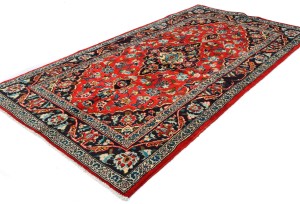 Vintage Red Traditional 3'7X7'0 Kashan Persian Oriental Rug