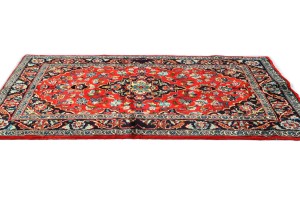 Vintage Red Traditional 3'7X7'0 Kashan Persian Oriental Rug