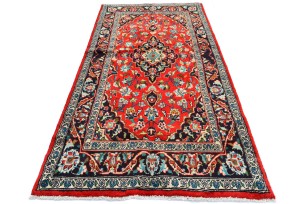 Vintage Red Traditional 3'7X7'0 Kashan Persian Oriental Rug