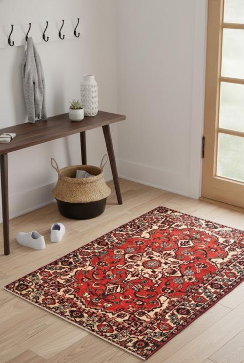 Vintage Red Tribal 4'8X6'4 Bakhtiari Persian Rug