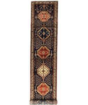 Vintage Purple-navy Tribal 3X18 Meshkin Persian Runner Rug