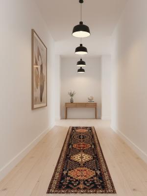 Vintage Purple-navy Tribal 3X18 Meshkin Persian Runner Rug