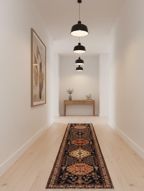 Vintage Purple-navy Tribal 3X18 Meshkin Persian Runner Rug