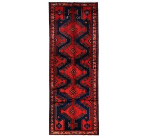 Vintage Purple-navy Tribal 3'7X9'8 Hamedan Persian Runner Rug