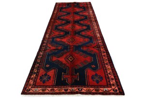 Vintage Purple-navy Tribal 3'7X9'8 Hamedan Persian Runner Rug