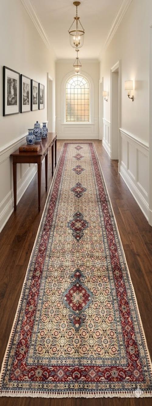 Vintage Cream Floral 3'4X9'6 Mood Persian Runner Rug