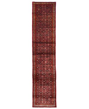 Vintage Red Tribal 2'9X12'5 Hossainabad Persian Runner Rug
