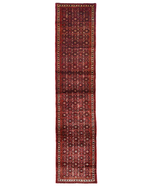 Vintage Red Tribal 2'9X12'5 Hossainabad Persian Runner Rug