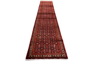 Vintage Red Tribal 2'9X12'5 Hossainabad Persian Runner Rug