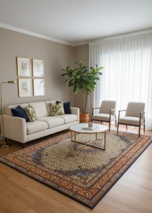 Vintage Cream Floral 6'5X10 Mood Persian Rug