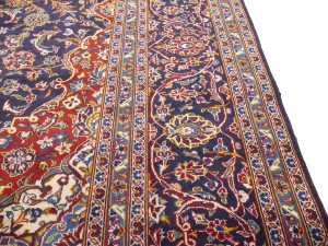 Purple-navy Semi Antique Signed Traditional 10X13 Kashan Persian Rug