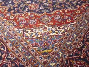 Purple-navy Semi Antique Signed Traditional 10X13 Kashan Persian Rug