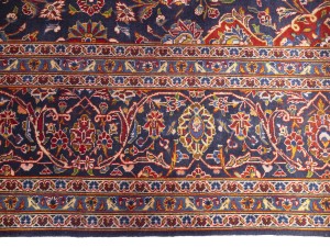 Purple-navy Semi Antique Signed Traditional 10X13 Kashan Persian Rug