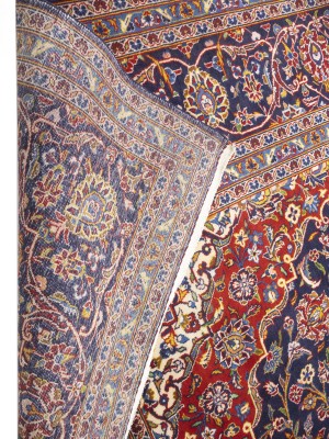 Purple-navy Semi Antique Signed Traditional 10X13 Kashan Persian Rug