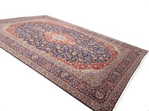 Purple-navy Semi Antique Signed Traditional 10X13 Kashan Persian Rug