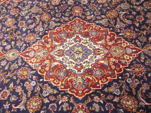 Purple-navy Semi Antique Signed Traditional 10X13 Kashan Persian Rug