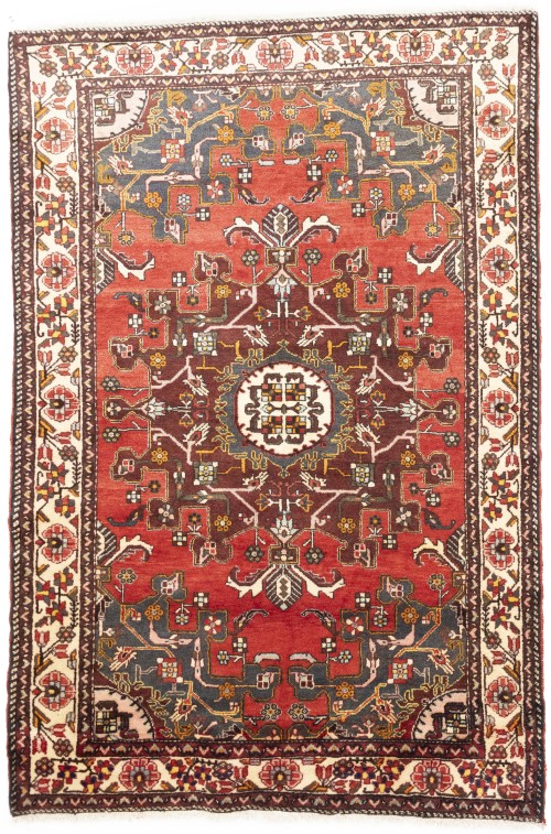 Vintage Red Floral Tribal 4'5X6'7 Hamedan Persian Rug