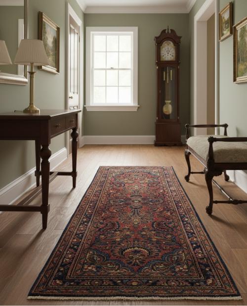 Vintage Red Floral 3X7 Sarouk Persian Rug