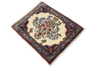 Cream Floral Tribal 2X2'3 Bidjar Halvaei Persian Oriental Rug