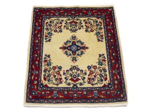 Vintage Cream Floral 2'3X2'7 Sarouk Persian Rug