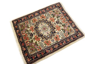 Cream Floral Tribal 2'3X2'7 Bidjar Halvaei Persian Rug