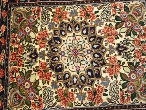 Cream Floral Tribal 2'3X2'7 Bidjar Halvaei Persian Rug