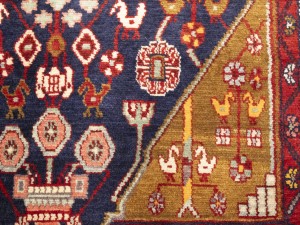 Purple-navy Vintage Floral Tribal 4'4X8 Hamedan Persian Oriental Rug