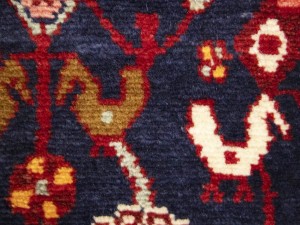 Purple-navy Vintage Floral Tribal 4'4X8 Hamedan Persian Oriental Rug