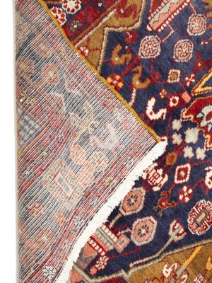 Purple-navy Vintage Floral Tribal 4'4X8 Hamedan Persian Oriental Rug