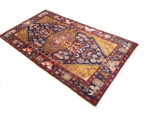 Purple-navy Vintage Floral Tribal 4'4X8 Hamedan Persian Oriental Rug