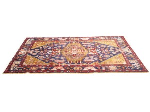 Purple-navy Vintage Floral Tribal 4'4X8 Hamedan Persian Oriental Rug