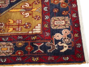 Purple-navy Vintage Floral Tribal 4'4X8 Hamedan Persian Oriental Rug