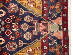 Purple-navy Vintage Floral Tribal 4'4X8 Hamedan Persian Oriental Rug