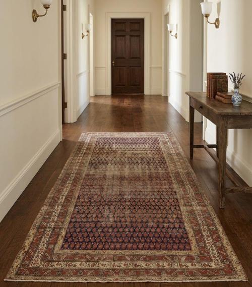 Antique Orange-red Tribal 5X9'7 Malayer Persian Runner Rug