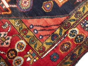 Purple-navy Vintage Floral 3'7X12'8 Hamedan Persian Runner Rug