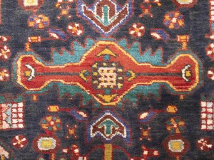 Purple-navy Vintage Floral 3'7X12'8 Hamedan Persian Runner Rug