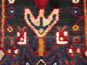 Purple-navy Vintage Floral 3'7X12'8 Hamedan Persian Runner Rug