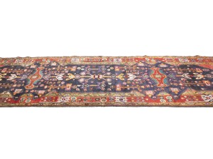 Purple-navy Vintage Floral 3'7X12'8 Hamedan Persian Runner Rug