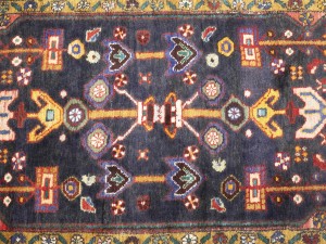 Purple-navy Vintage Floral 3'7X12'8 Hamedan Persian Runner Rug