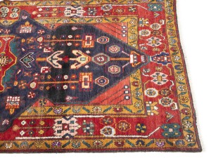 Purple-navy Vintage Floral 3'7X12'8 Hamedan Persian Runner Rug